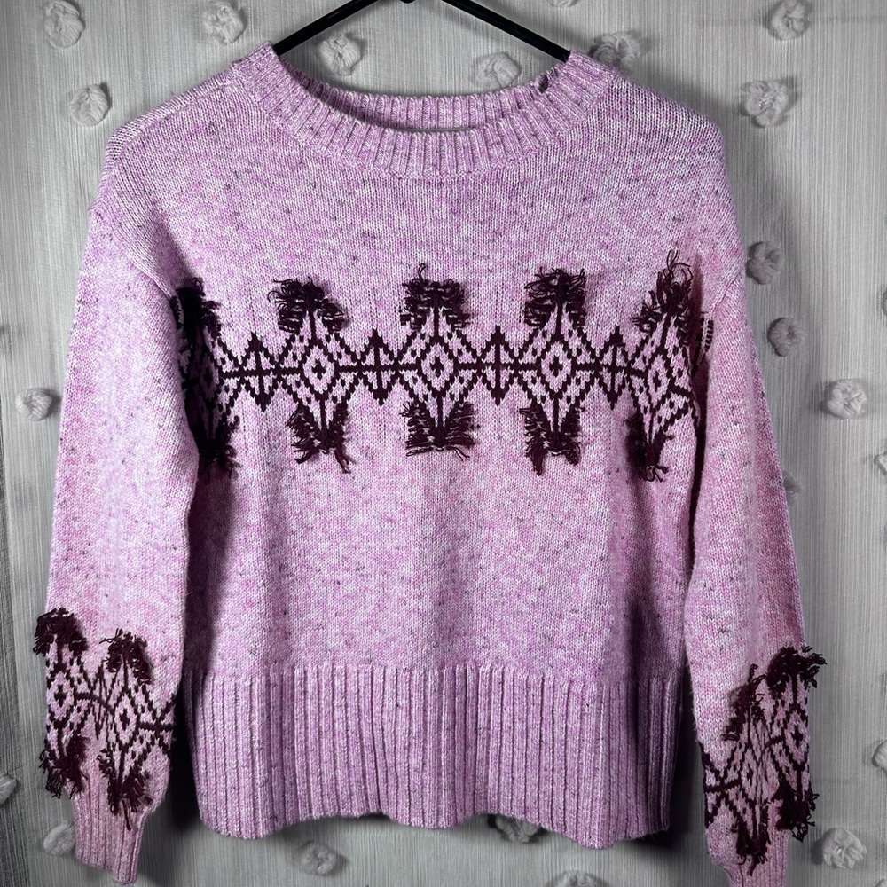 NWT LOFT Pink and Brown Marled Knit Sweater Size XXSP